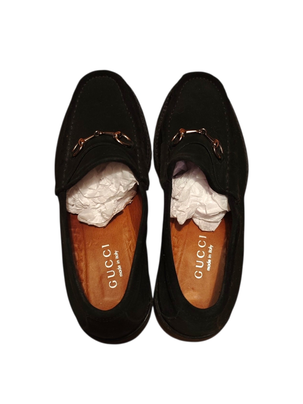 Gucci Black Suede Horsebit Slip-On Loafers